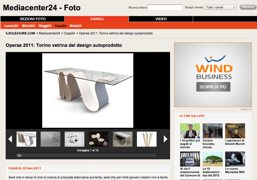 sole 24ore casa24 - progetto design tavolo corian